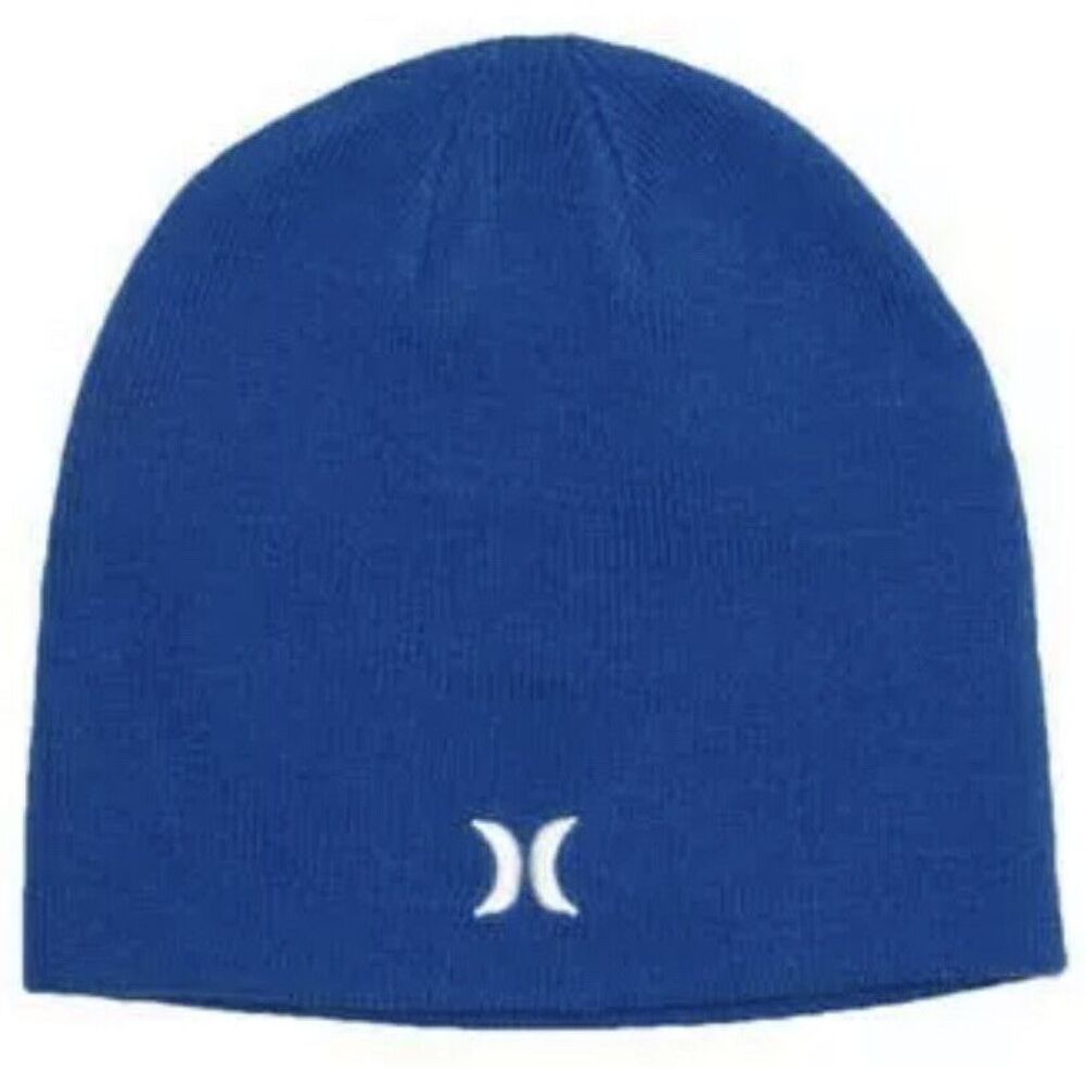 New With Tags $20 Hurley Icon Staples Beanie Blue Knit Embroidered Logo